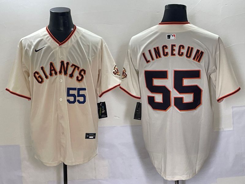 Men 2025 San Francisco Giants #55 Lincecum Cream Game Nike MLB Jersey style 3->san francisco giants->MLB Jersey